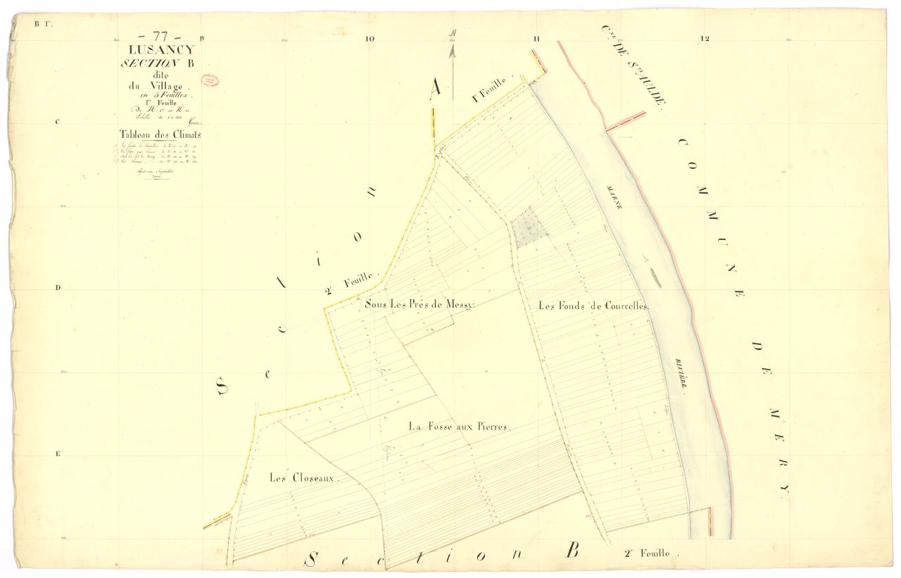 Section B dite du Village, en 5 feuilles, 1ere feuille