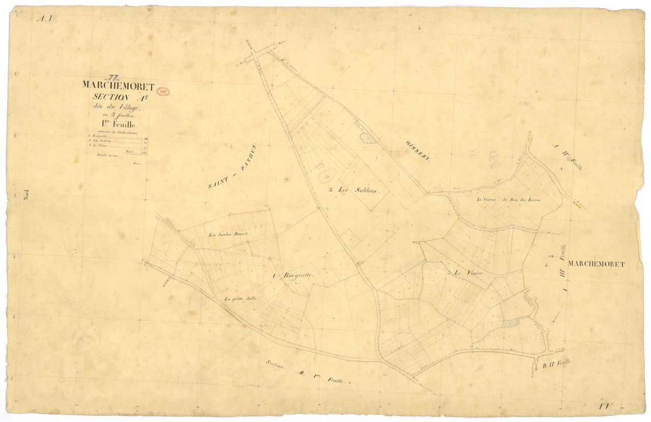 Section A dite du Village, en 3 feuilles, 1ere feuille