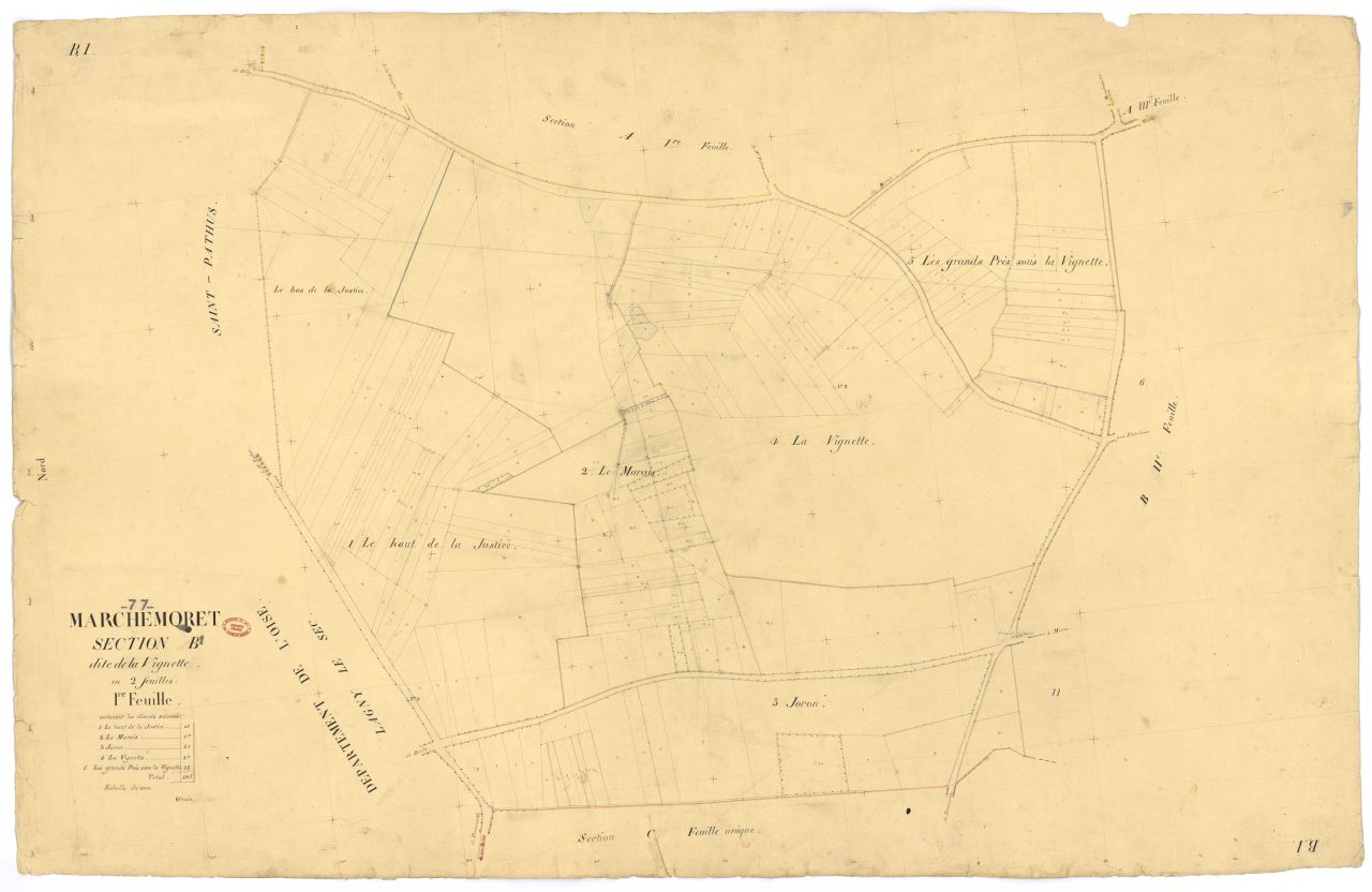 Section B dite de la Vignette, en 2 feuilles, 1ere feuille