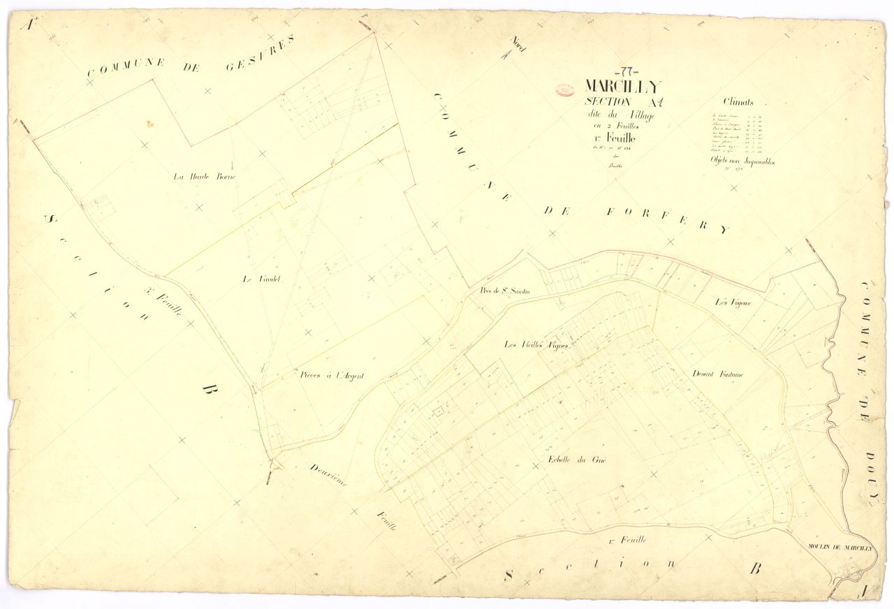 Section A dite du Village, en 2 feuilles, 1ere feuille
