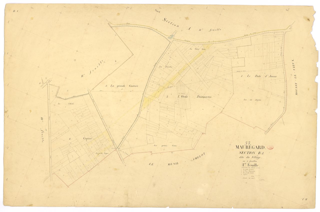 Section B dite du Village, en 3 feuilles, 1ere feuille