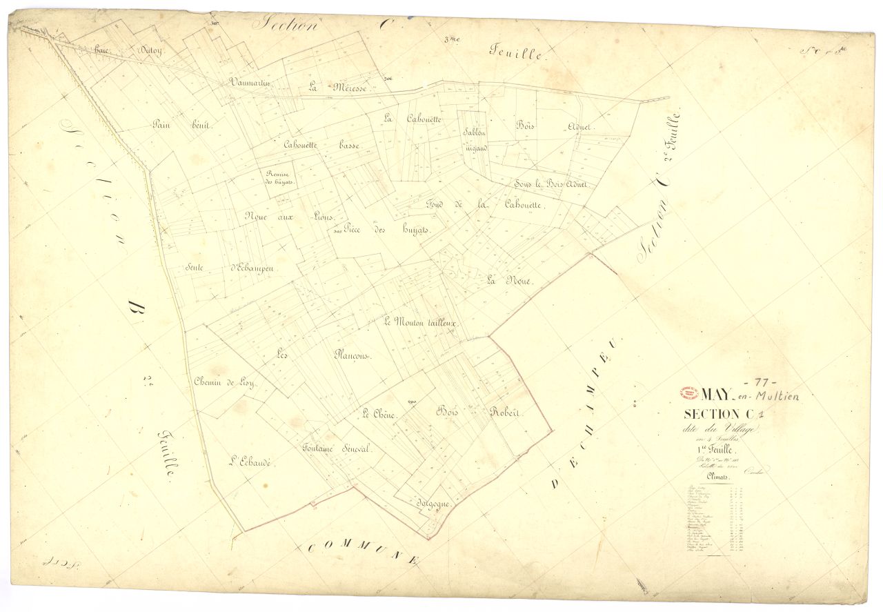 Section C dite du Village, en 4 feuilles, 1ere feuille