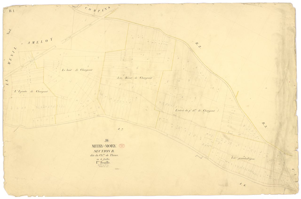 Section B dite du Chemin-de-Thieux, en 4 feuilles, 1ere feuille