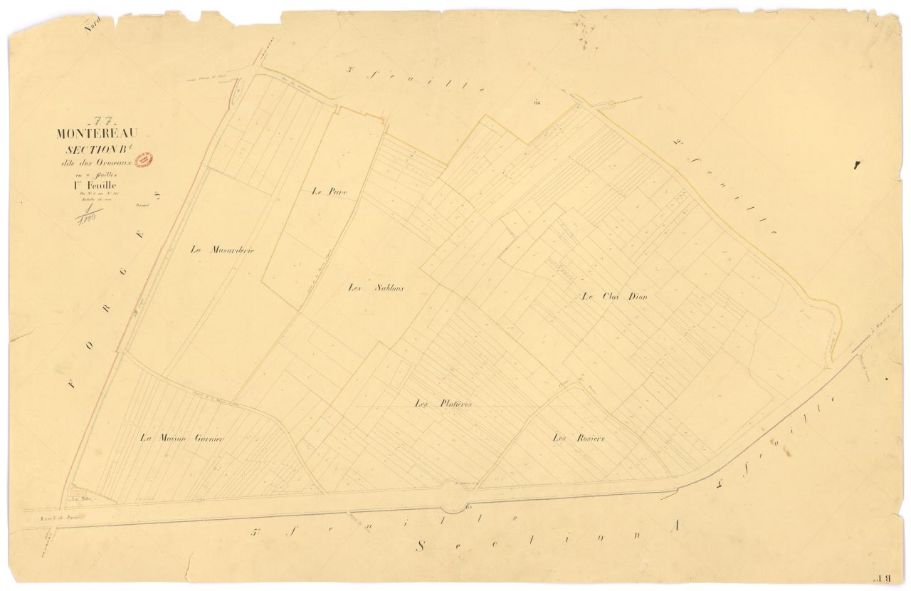 Section B dite des Ormeaux, en 7 feuilles, 1ere feuille