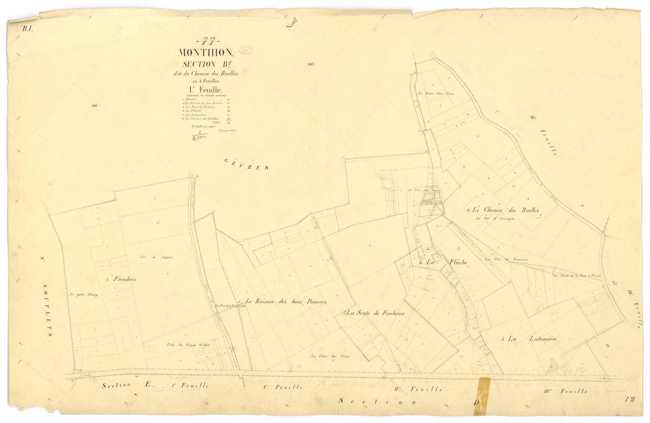 Section B dite du Chemin-des-Ruelles, en 5 feuilles, 1ere feuille