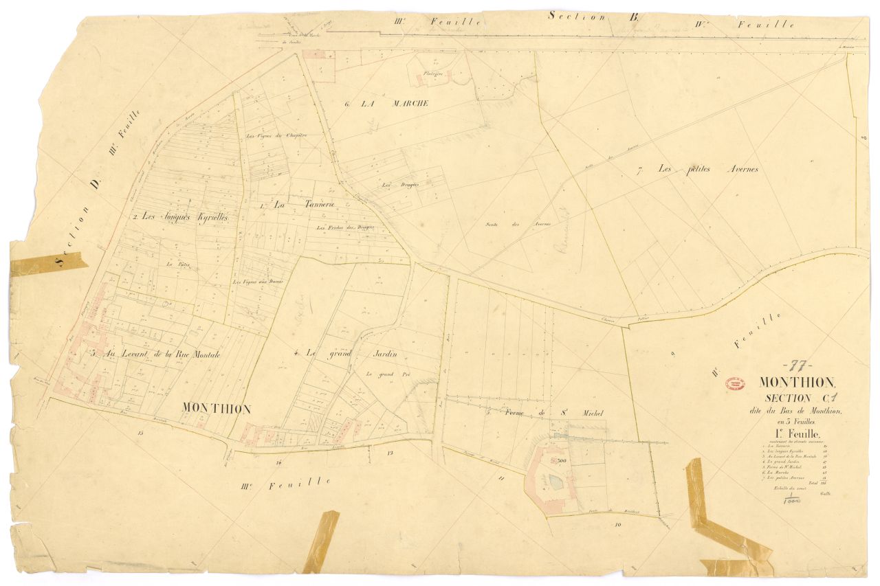 Section C dite du Bas-de-Monthion, en 3 feuilles, 1ere feuille