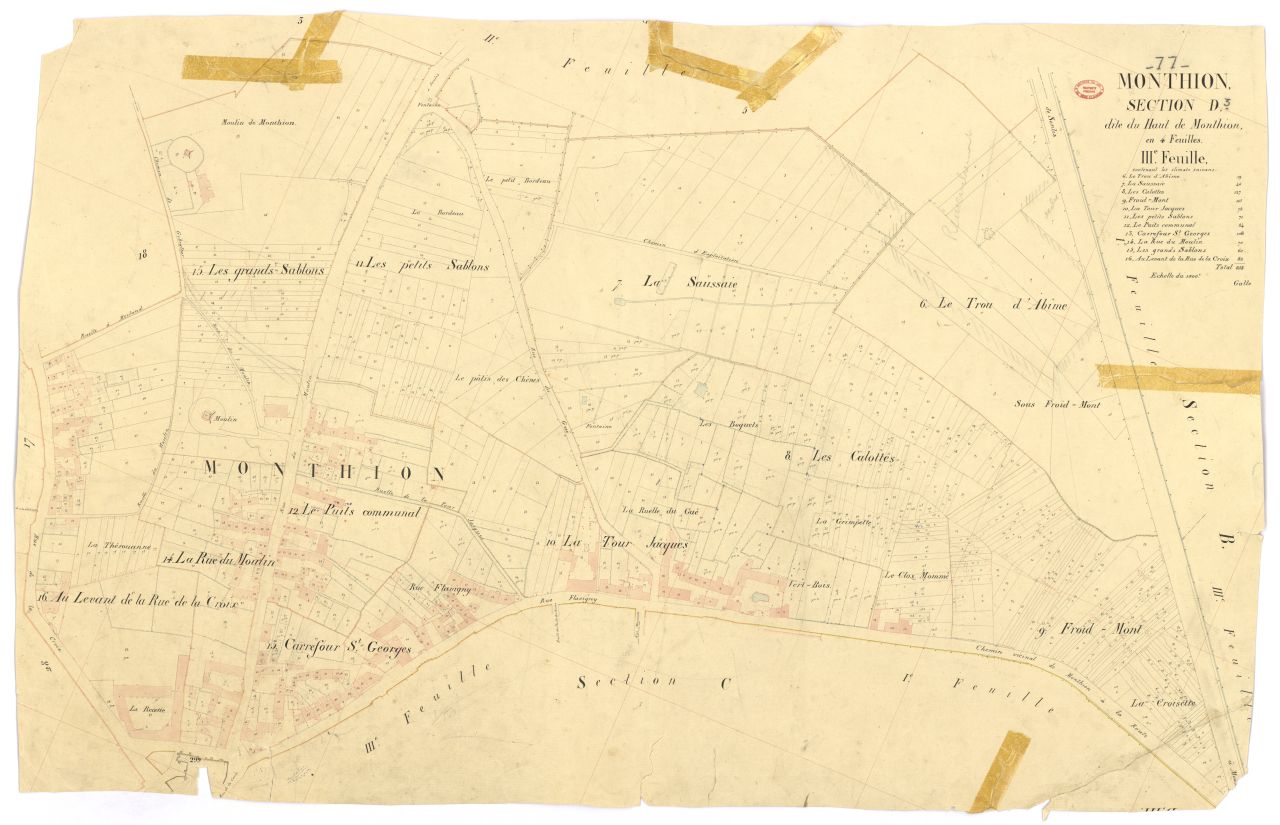 Section D dite du Haut-de-Monthion, en 4 feuilles, 3eme feuille