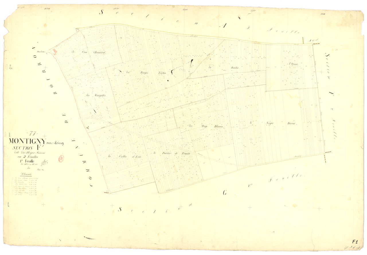Section F dite du Noyer-Baron, en 2 feuilles, 1ere feuille