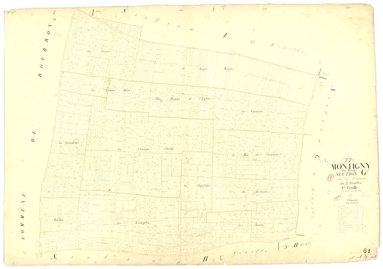 Section G dite de Cormier, en 2 feuilles, 1ere feuille