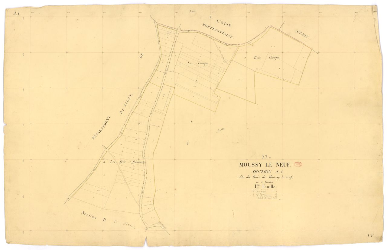 Section A dite du Bois-de-Moussy-le-Neuf, en 2 feuilles, 1ere feuille