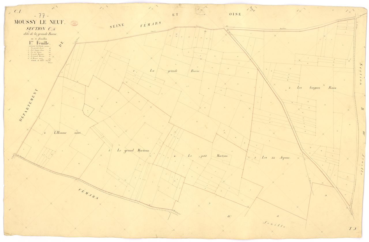 Section C dite de la Grande-Borne, en 3 feuilles, 1ere feuille