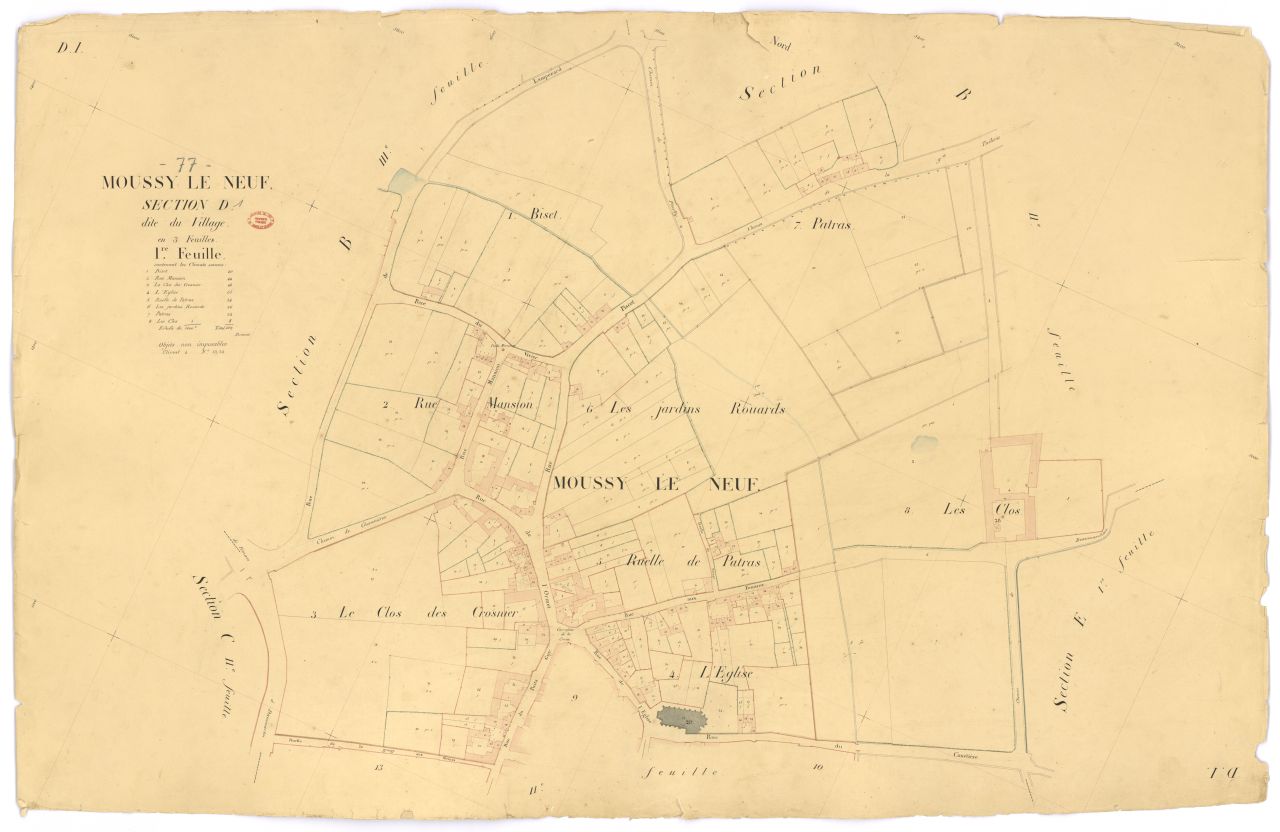Section D dite du Village, en 3 feuilles, 1ere feuille