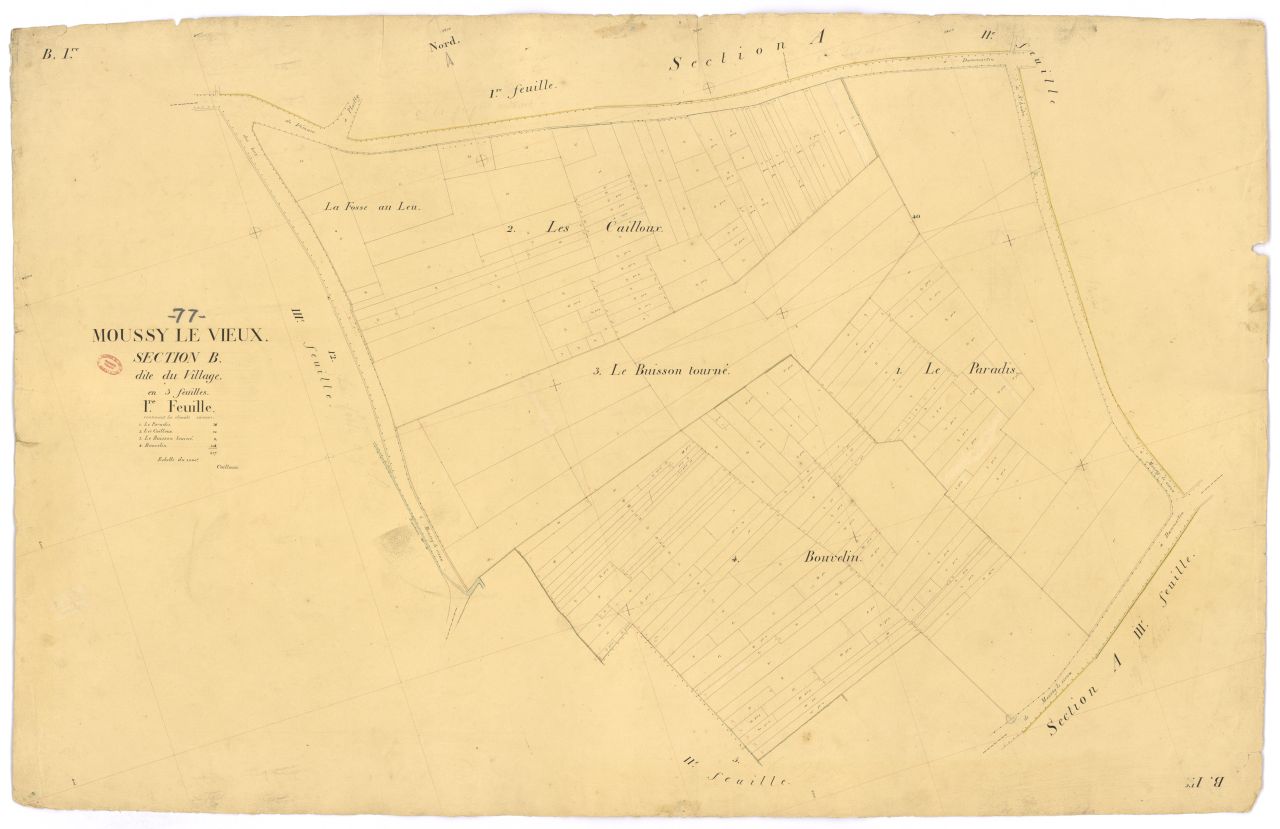Section B dite du Village, en 3 feuilles, 1ere feuille