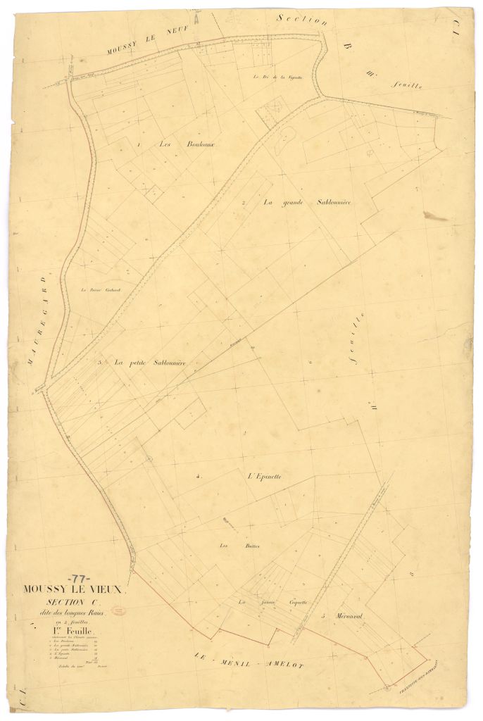 Section C dite des Longues-Raies, en 2 feuilles, 1ere feuille