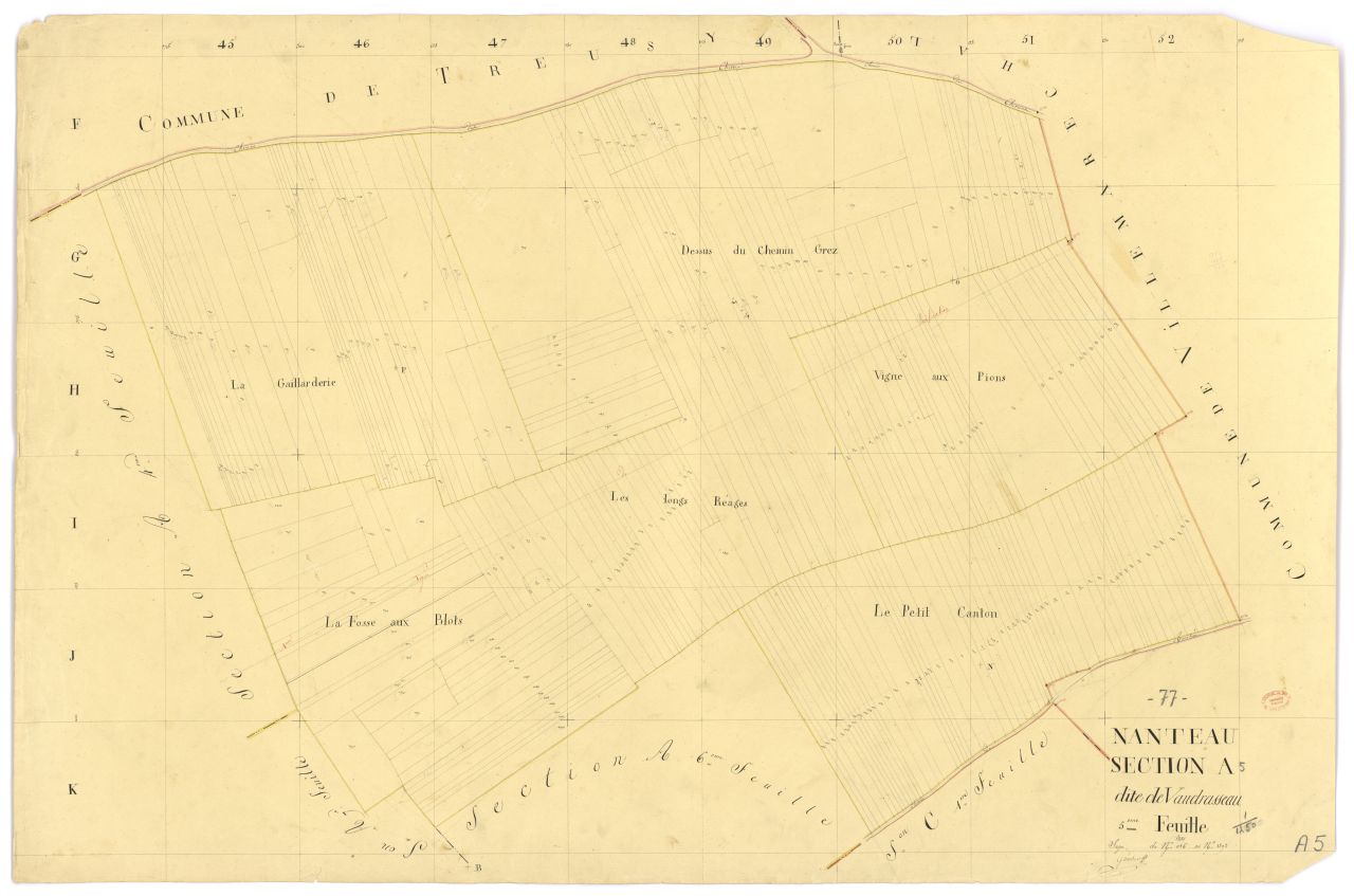 Section A dite de Vaudrasseau, en 7 feuilles, 5eme feuille
