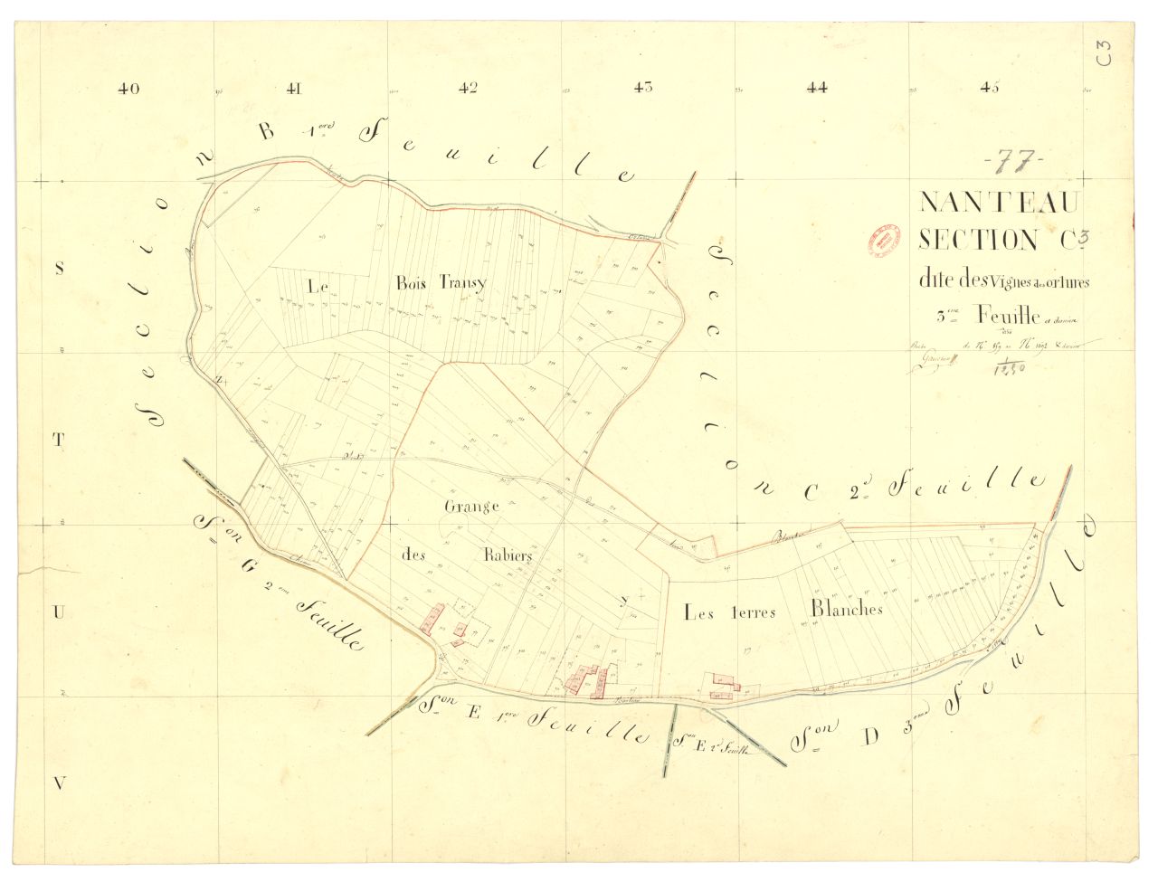 Section C dite des Vignes-des-Ortures, en 3 feuilles, 3eme feuille