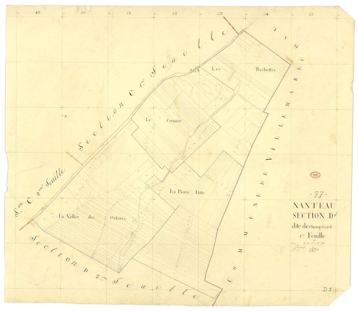Section D dite du Champ-Gojet, en 3 feuilles, 1ere feuille