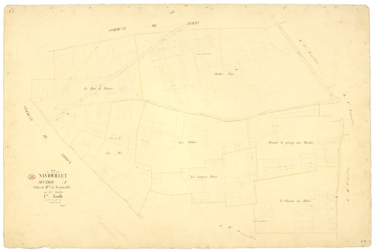 Section A dite du Moulin-de-Nantouillet, en 3 feuilles, 1ere feuille