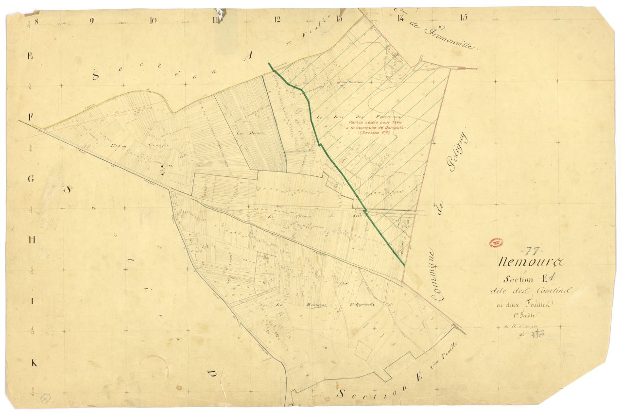 Section E dite des Courtines, en 2 feuilles, 1ere feuille