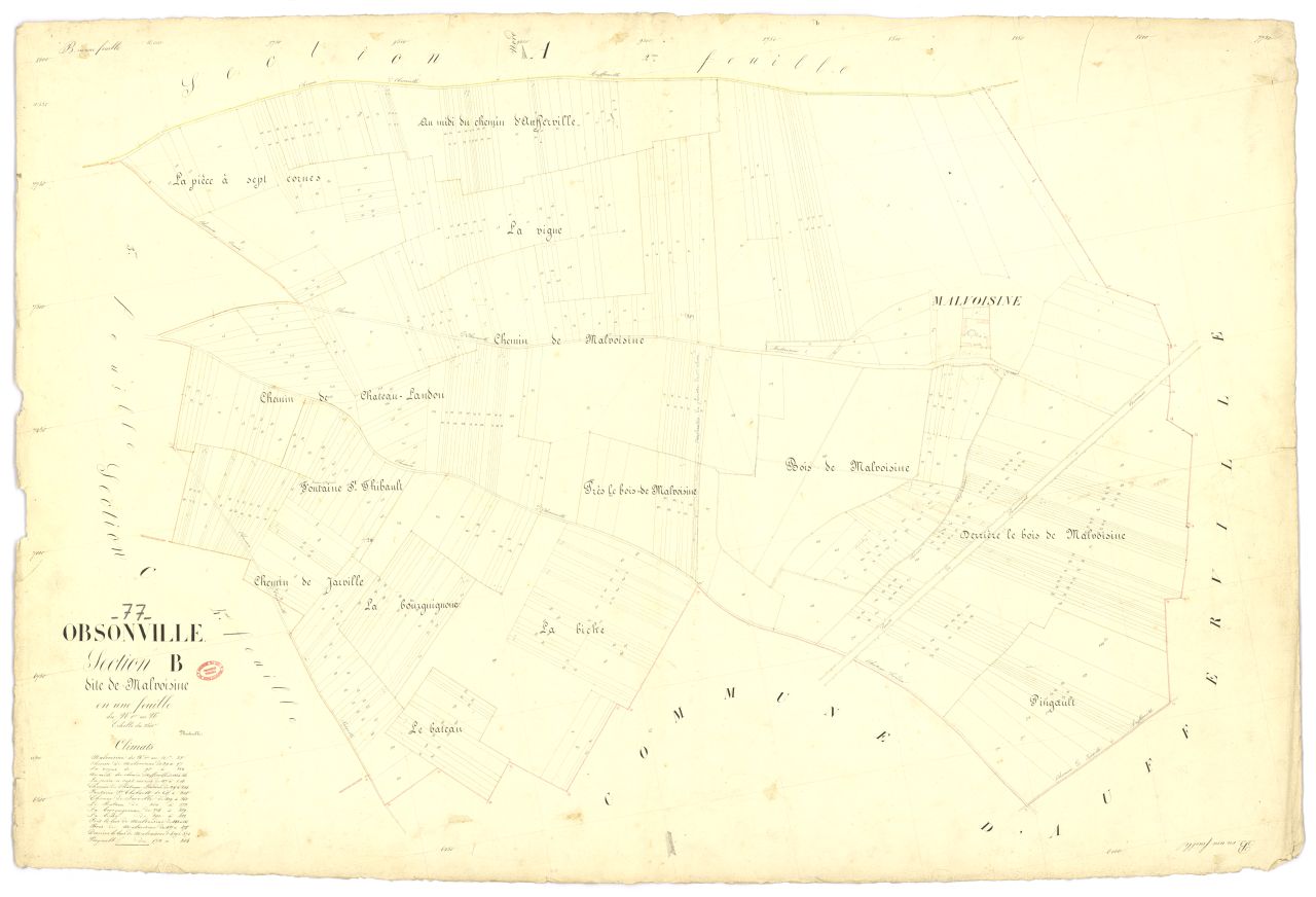 Section B dite de Malvoisine, feuille unique
