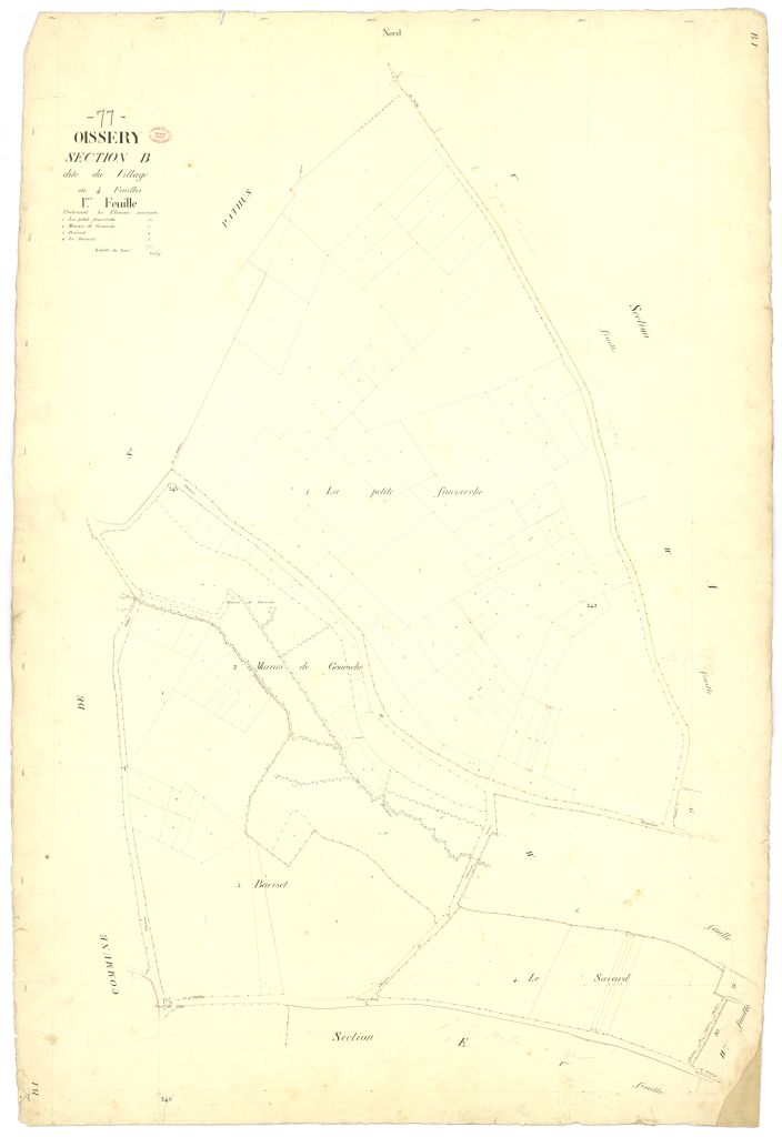 Section B dite du Village, en 4 feuilles, 1ere feuille