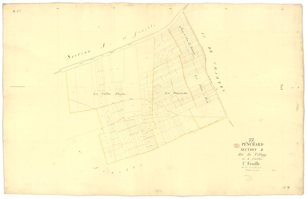 Section B dite du Village, en 4 feuilles, 1ere feuille
