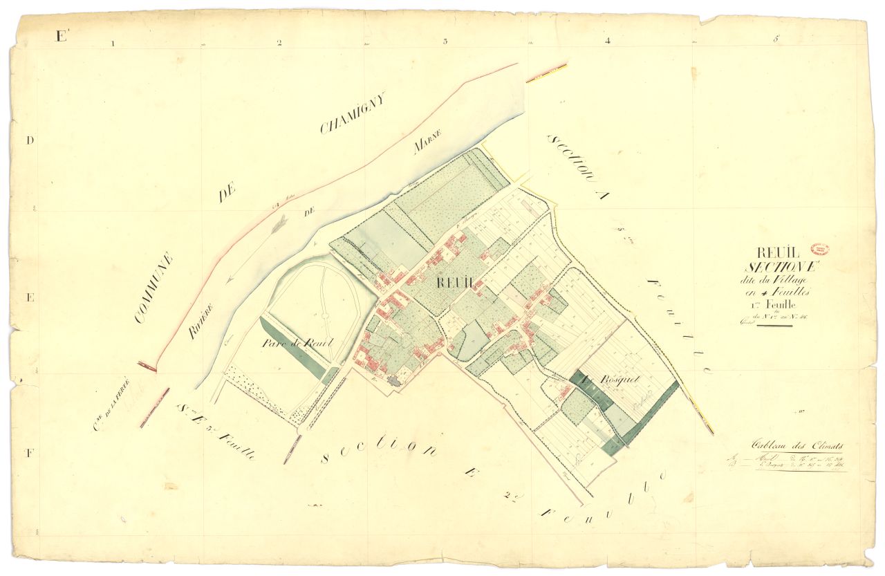 Section E dite du Village, en 4 feuilles, 1ere feuille