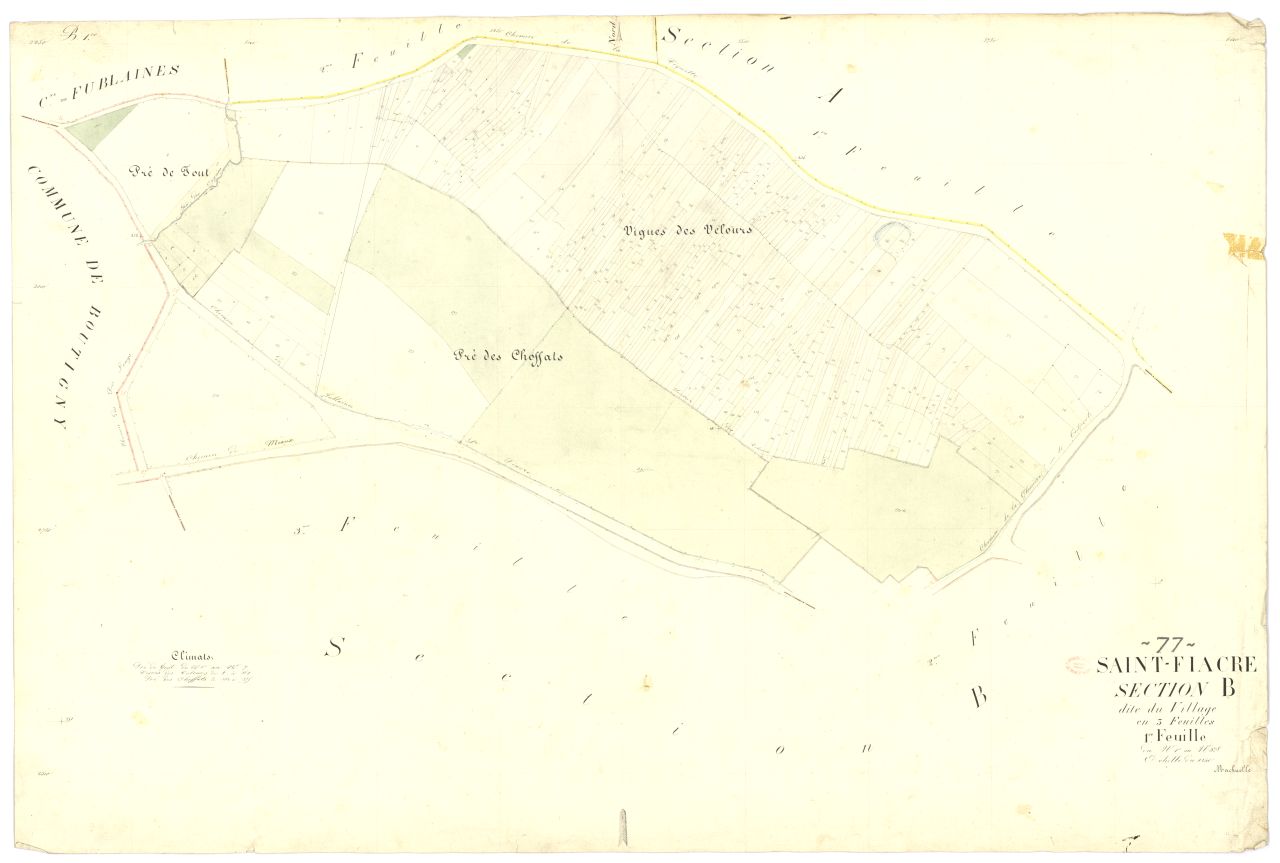 Section B dite du Village, en 3 feuilles, 1ere feuille