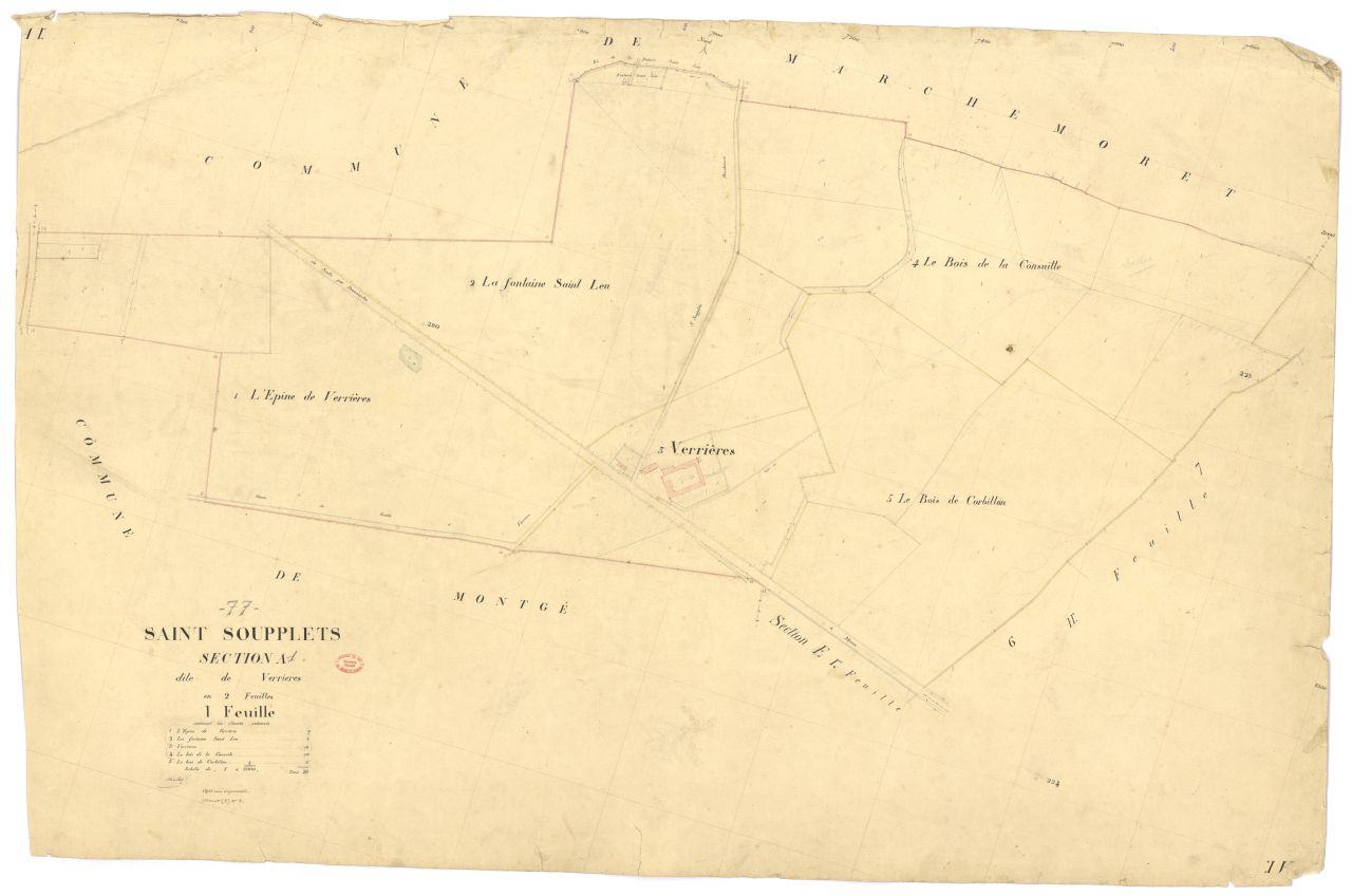 Section A dite des Verrieres, en 2 feuilles, 1ere feuille
