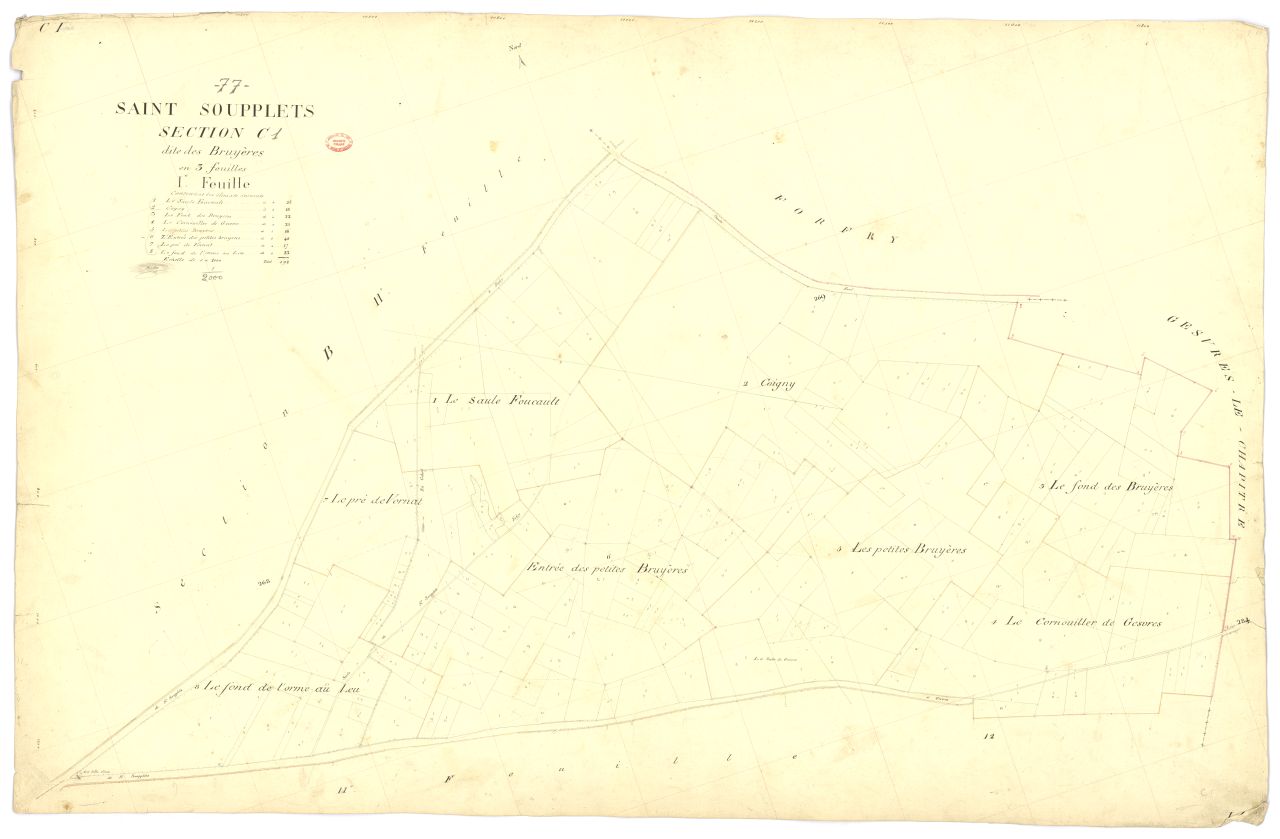Section C dite des Bruyeres, en 3 feuilles, 1ere feuille
