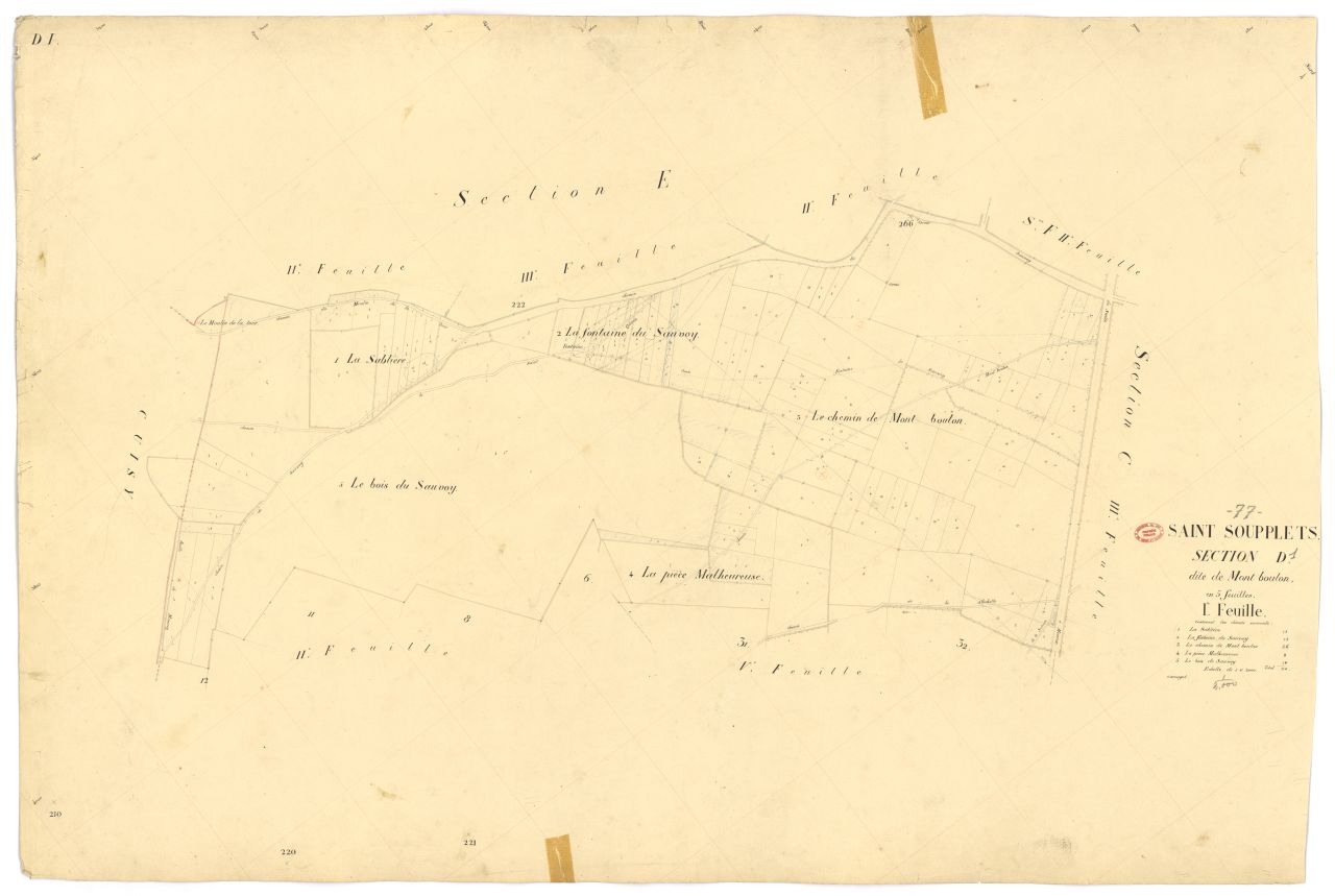 Section D dite du Mont-Boulon, en 5 feuilles, 1ere feuille