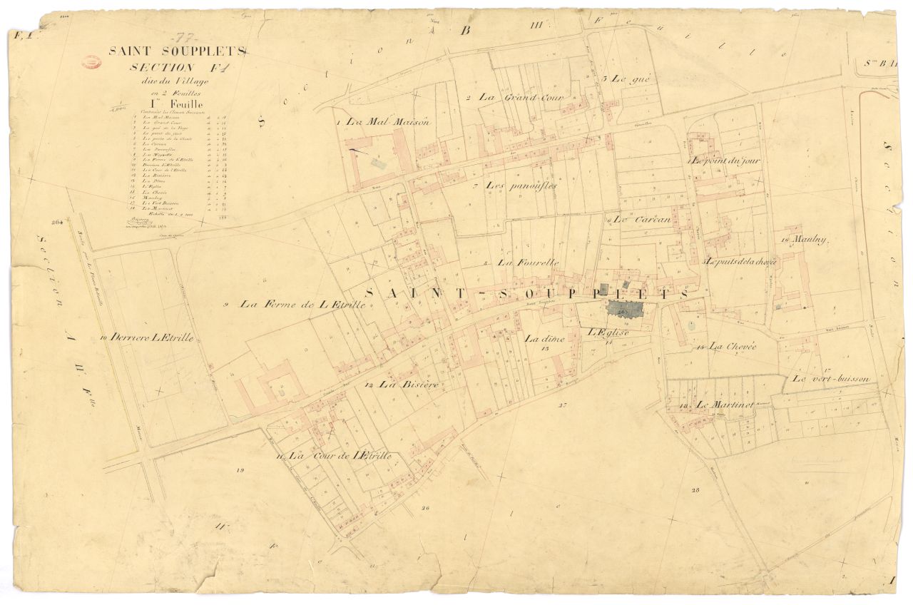 Section F dite du Village, en 2 feuilles, 1ere feuille