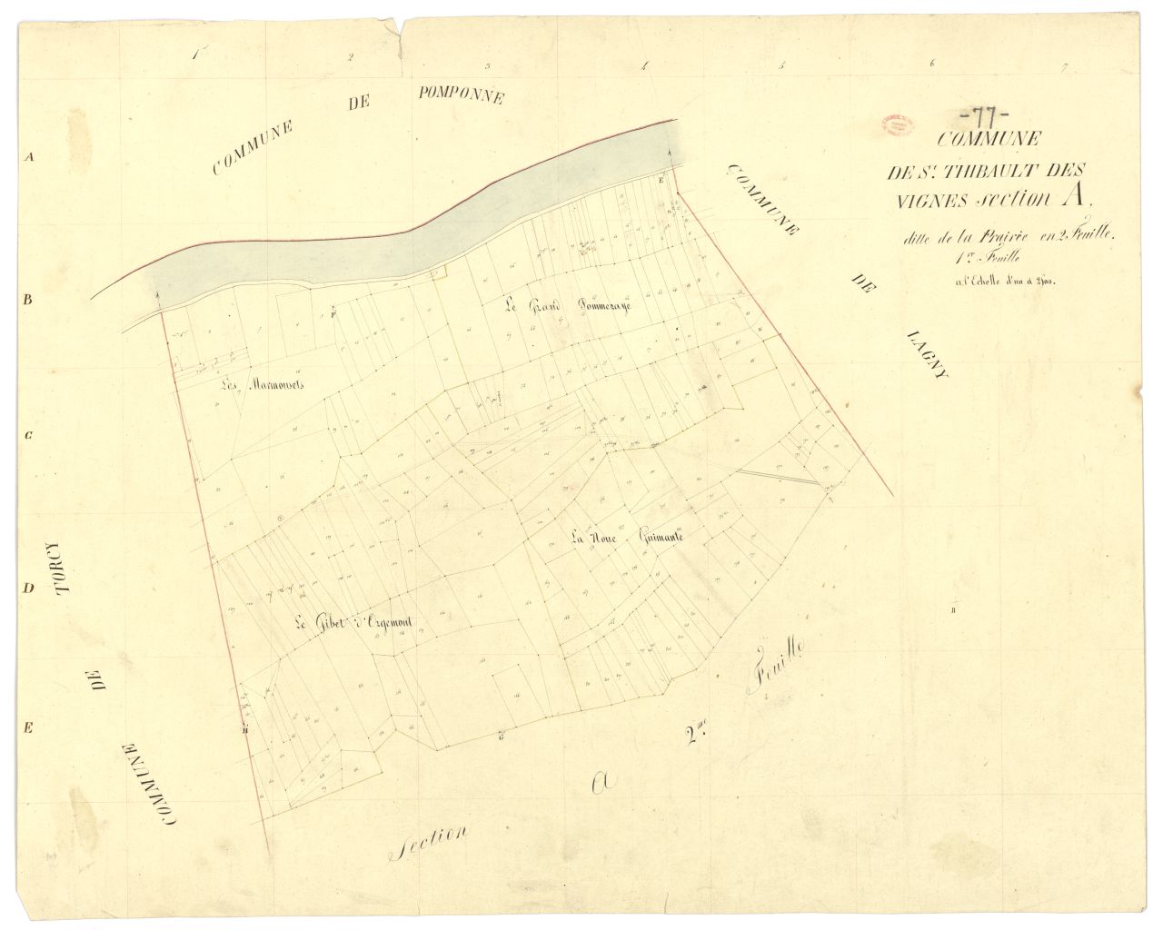 Section A dite de la Prairie, en 2 feuilles, 1ere feuille
