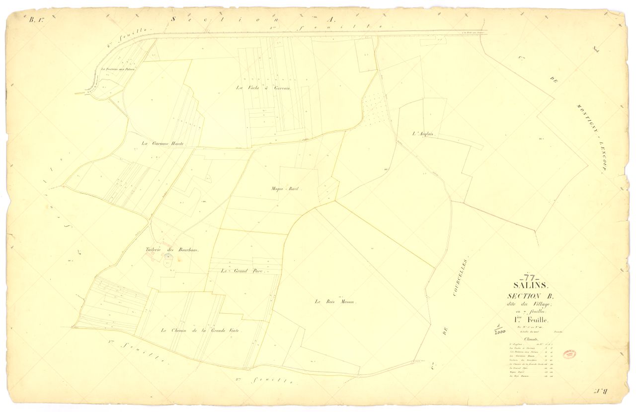 Section B dite du Village, en 7 feuilles, 1ere feuille