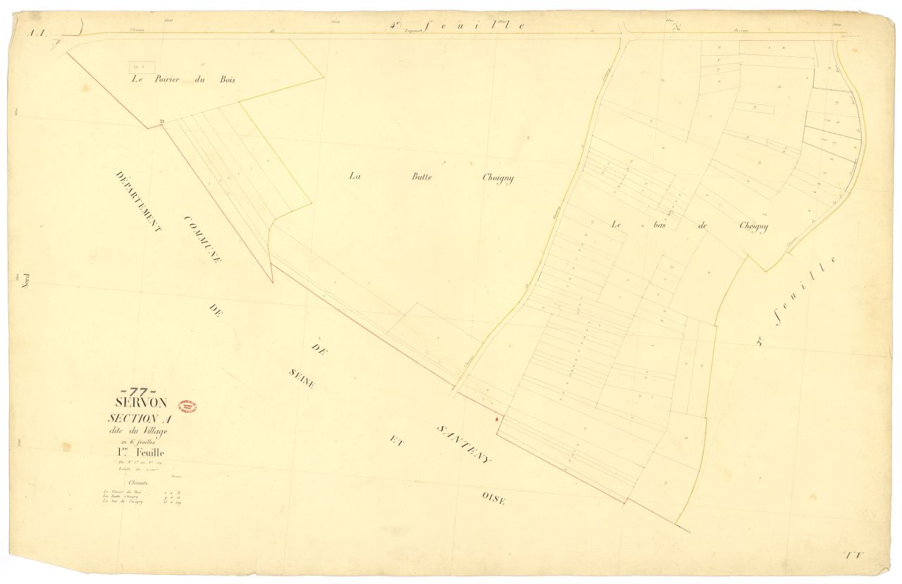 Section A dite du Village, en 6 feuilles, 1ere feuille