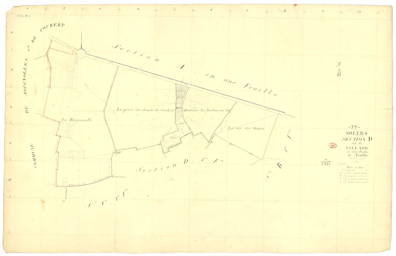 Section D dite du Village, en 2 feuilles, 1ere feuille