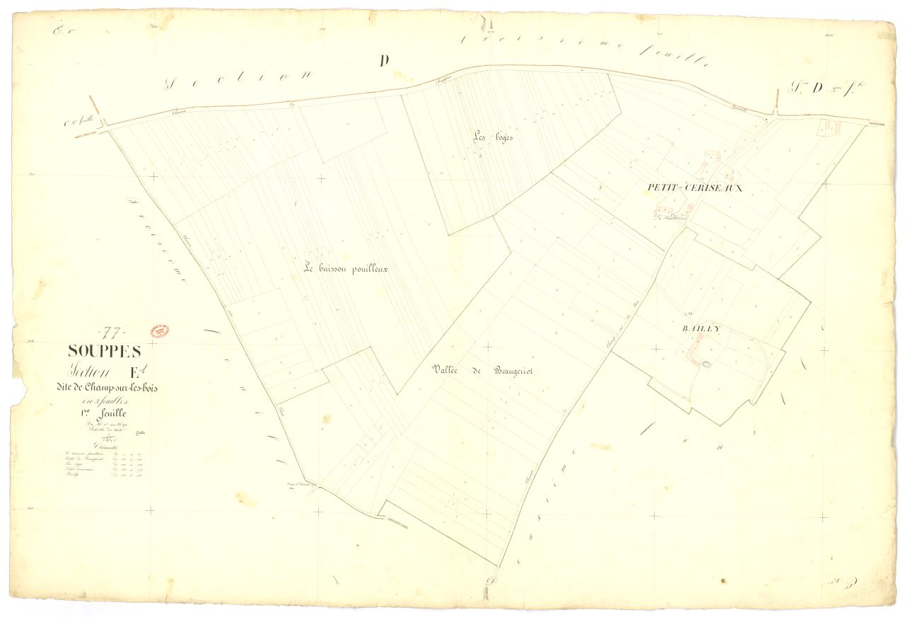 Section E dite du Champ-sur-les-Bois, en 3 feuilles, 1ere feuille