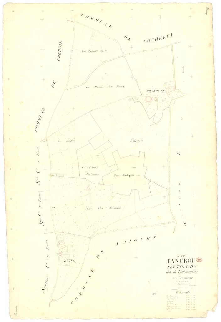 Section D dite de Villemeneux, feuille unique