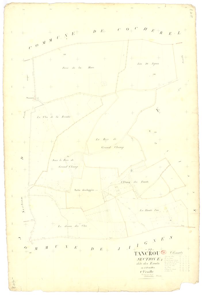 Section E dite des Essarts, en 2 feuilles, 1ere feuille