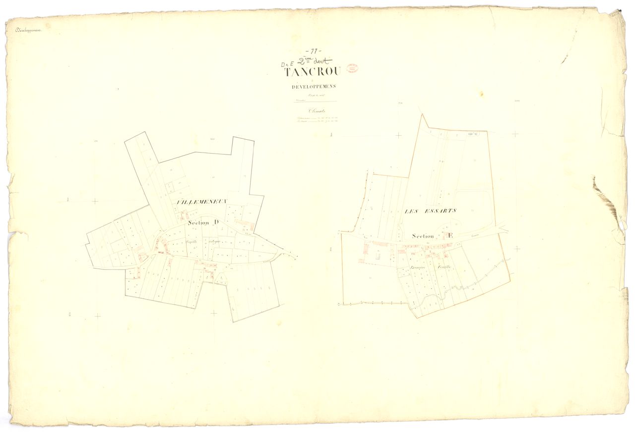 Developpements de la section D et de la 1ere feuille de la section E