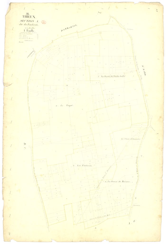 Section A dite de Feucherets, en 2 feuilles, 1ere feuille