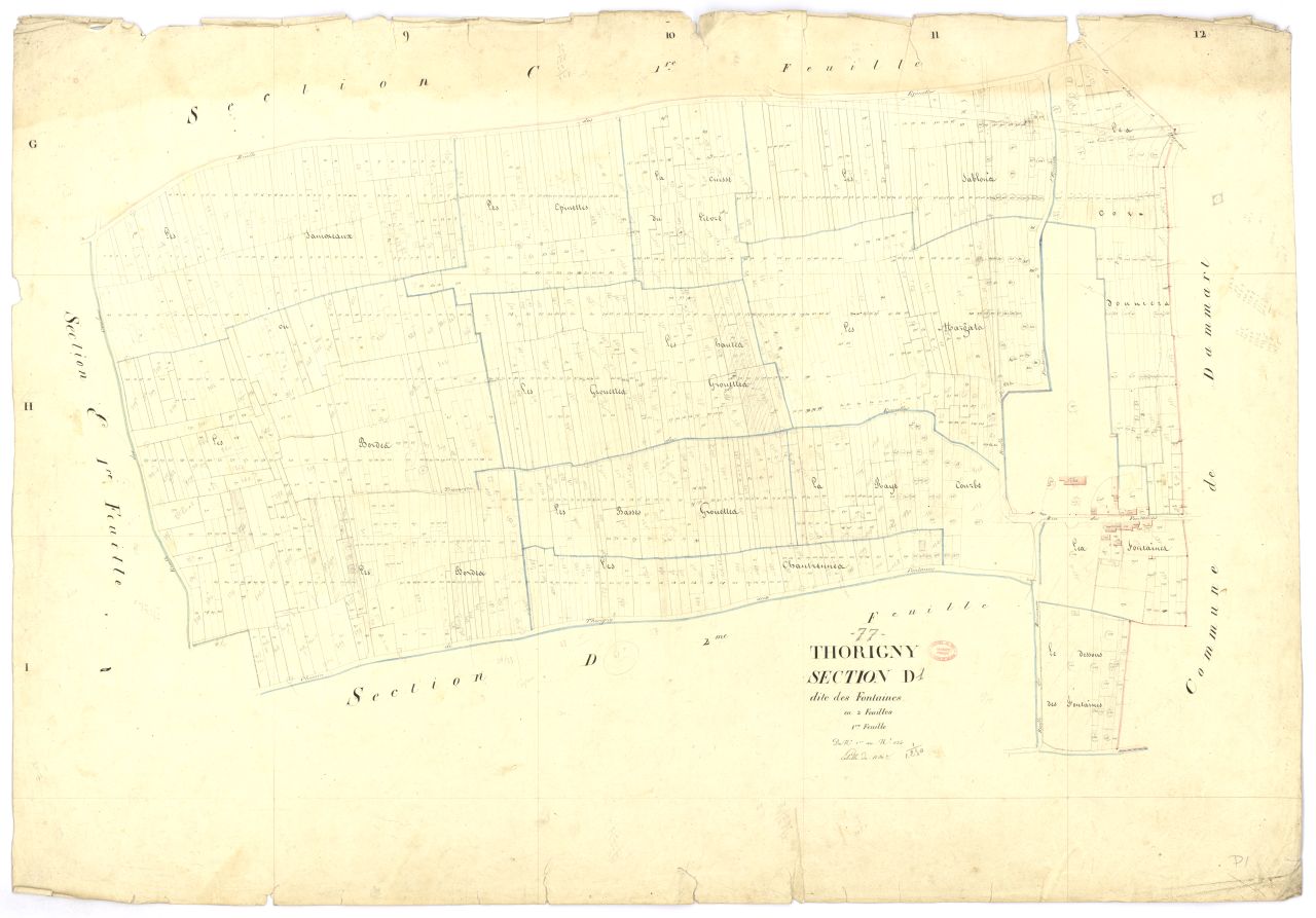 Section D dite des Fontaines, en 2 feuilles, 1ere feuille