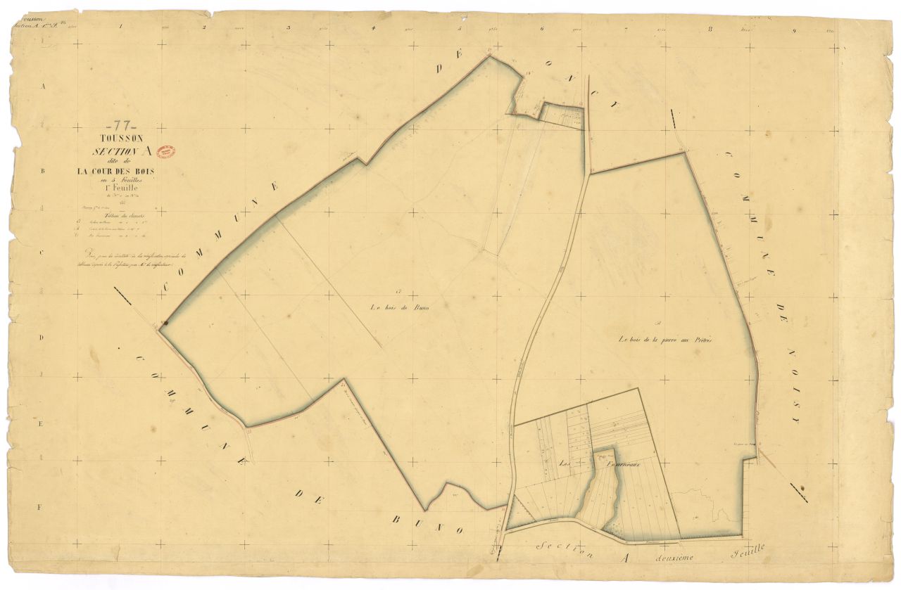 Section A dite de la Cour-des-Bois, en 5 feuilles, 1ere feuille