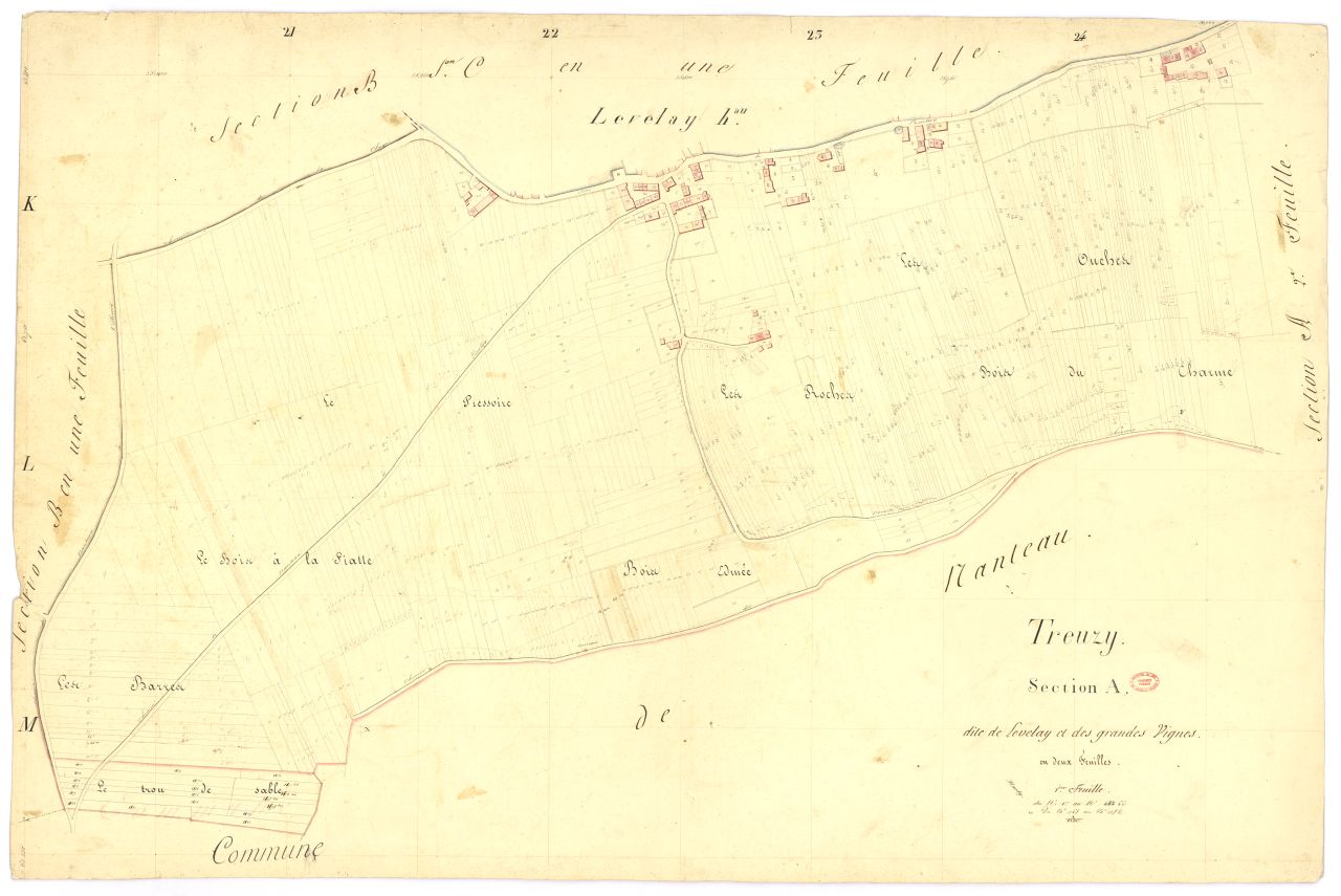 Section A dite de Levelay et des Grandes-Vignes, en 2 feuilles, 1ere feuille