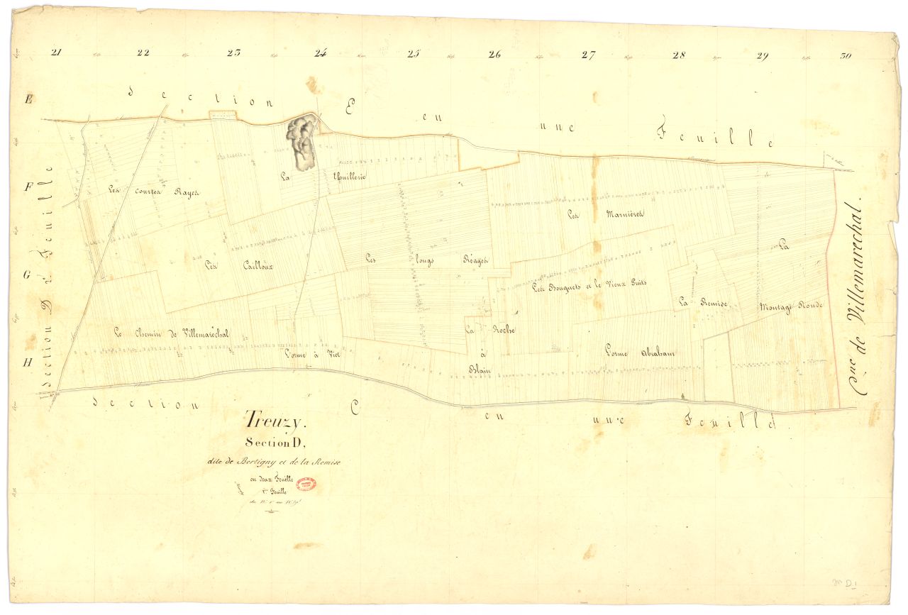 Section D dite de Bertigny et de la Remise, en 2 feuilles, 1ere feuille