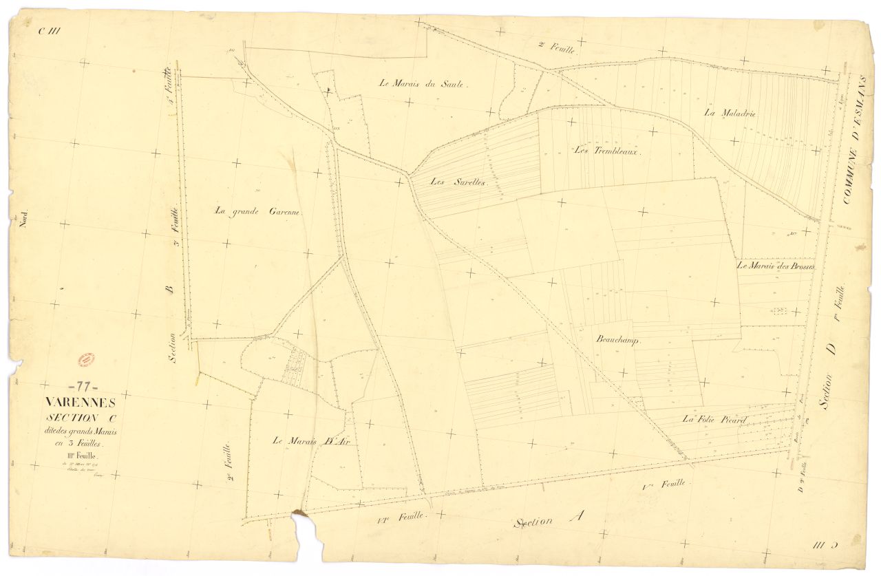 Section C dite des Grands-Marais, en 3 feuilles, 3eme feuille