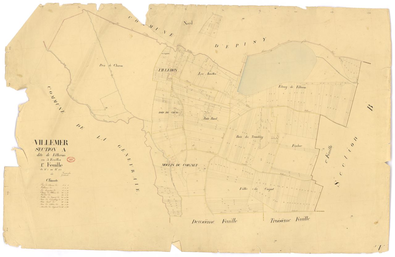Section A dite de Villeron, en 3 feuilles, 1ere feuille