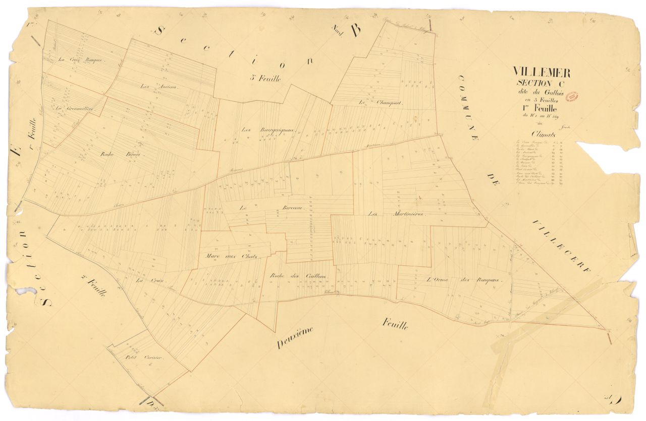 Section C dite de Gallois, en 3 feuilles, 1ere feuille