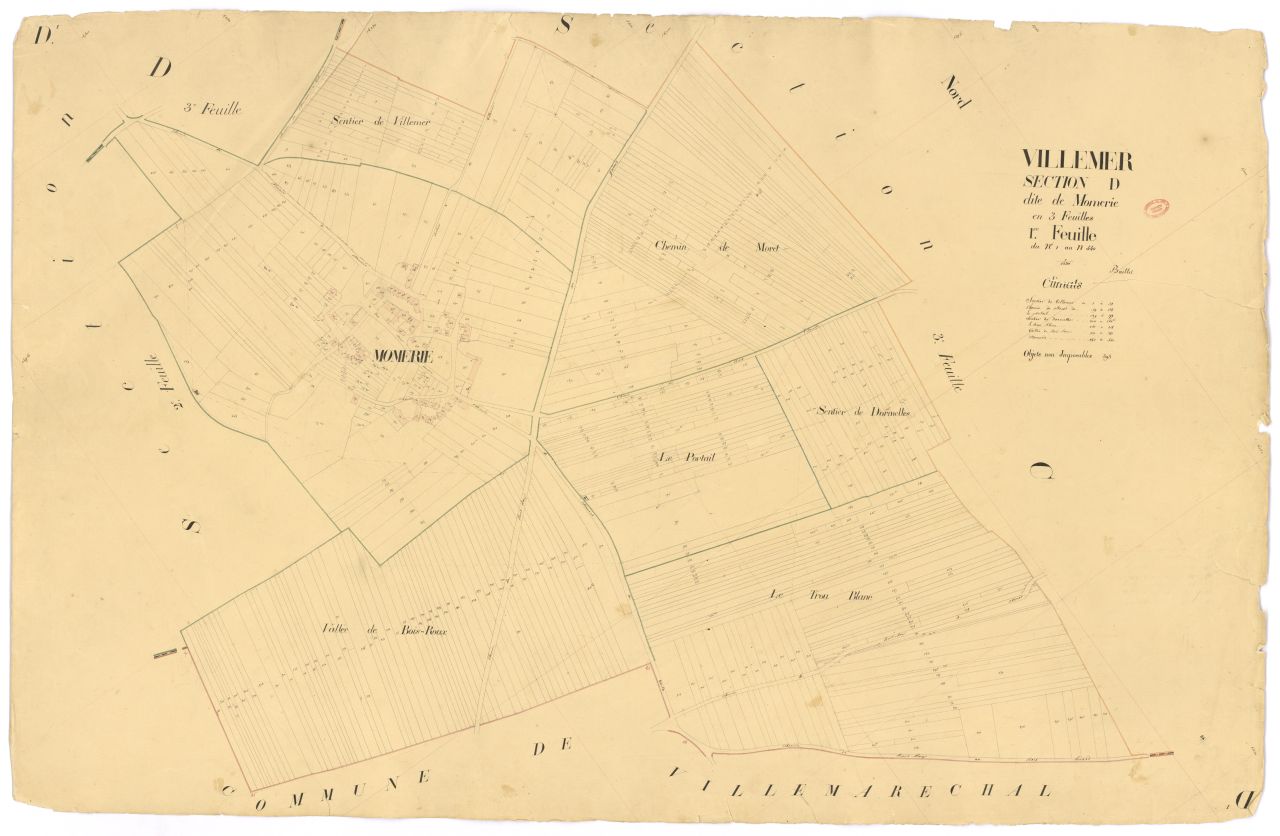 Section D dite de la M�merie, en 3 feuilles, 1ere feuille