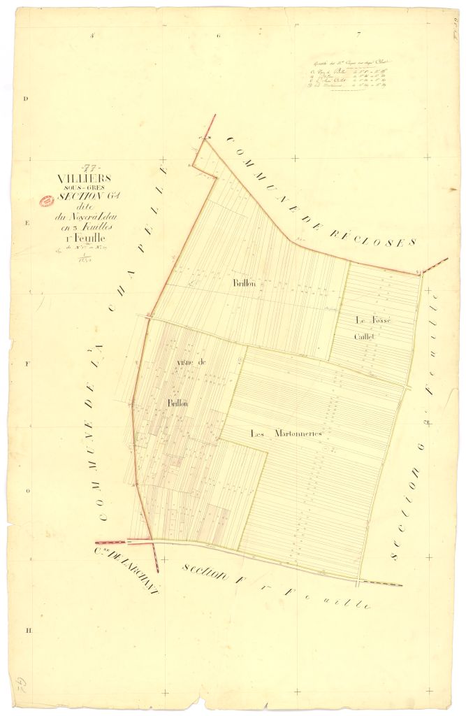 Section G dite du Noyer-�-Leleu, en 3 feuilles, 1ere feuille